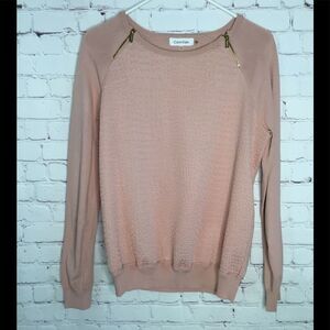 Calvin Klein Women Pale Pink‎ Textured Knit Sweater Top
